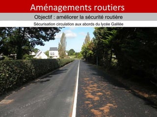 Aménagements routiers  Objectif : améliorer la sécurité routière Sécurisation circulation aux abords du lycée Galilée 