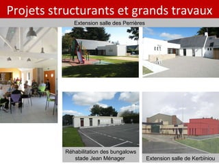 Projets structurants et grands travaux Extension salle des Perrières Réhabilitation des bungalows stade Jean Ménager  Extension salle de Kerbiniou 