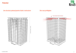 Potentiel
Une structure poteaux/poutres facile à restructurer Des vues privilégiées
54LA FABRIQUE URBAINE
 