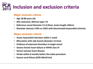 Mehran Classification Reestenosis intrastent farmacológico con balón farmacológico | PDF