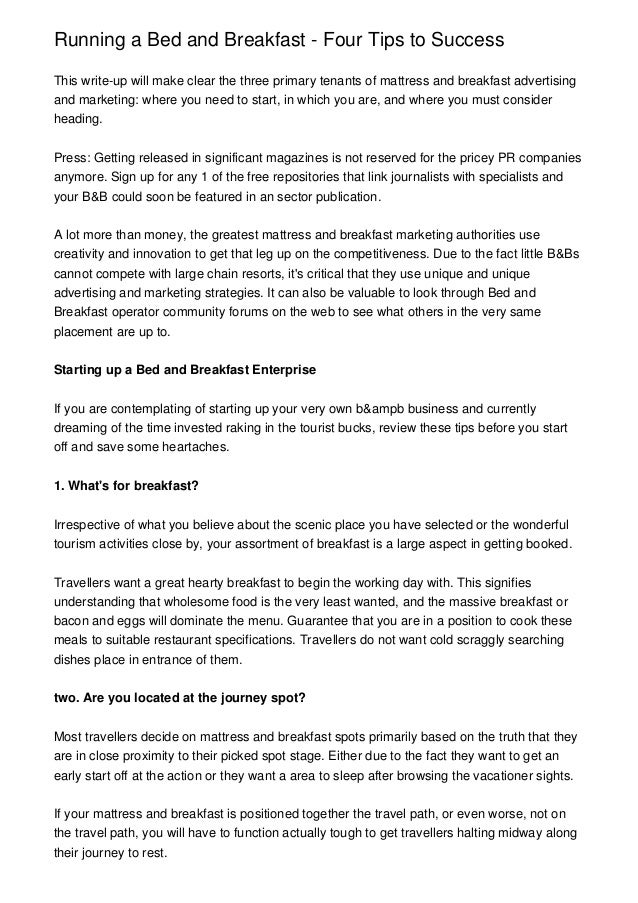 Running a Bed and Breakfast Four Tips to Success