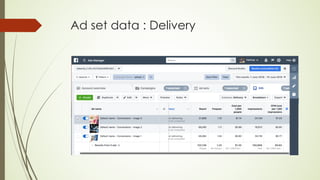 Ad set data : Delivery
 