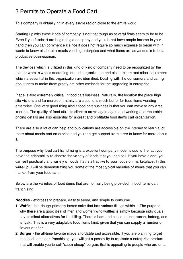 3 Permits to Operate a Food Cart