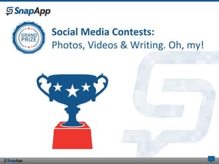 Social Media Contests:
Photos, Videos & Writing. Oh, my!
 