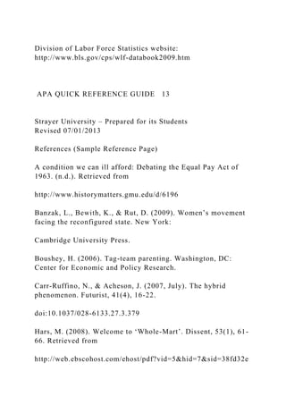 Running head APA QUICK REFERENCE GUIDE 1 STRAYER UNIVE.docx