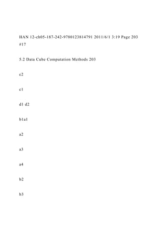 HAN 12-ch05-187-242-9780123814791 2011/6/1 3:19 Page 203
#17
5.2 Data Cube Computation Methods 203
c2
c1
d1 d2
b1a1
a2
a3
a4
b2
b3
 