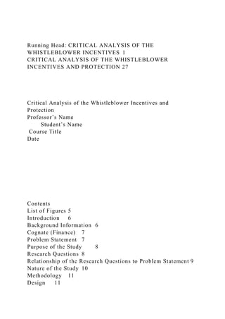 Running Head CRITICAL ANALYSIS OF THE WHISTLEBLOWER INCENTIVES 1.docx