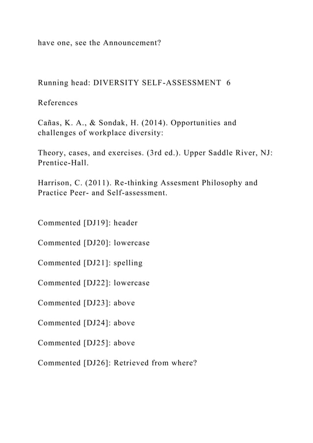 Running head DIVERSITY SELF-ASSESSMENT 1 Div.docx