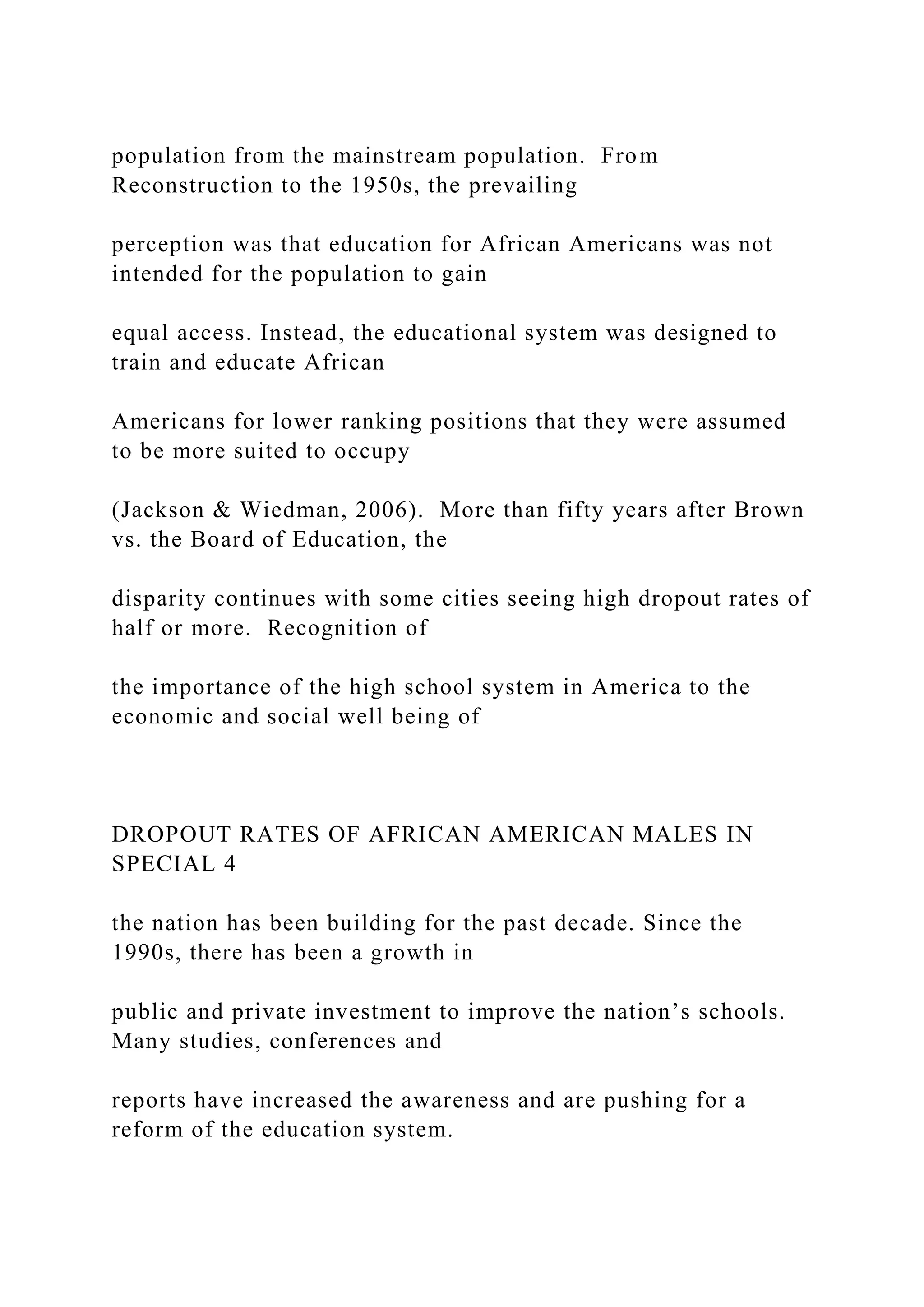 Running head DROPOUT RATES OF AFRICAN AMERICAN MALES IN SPECI.docx