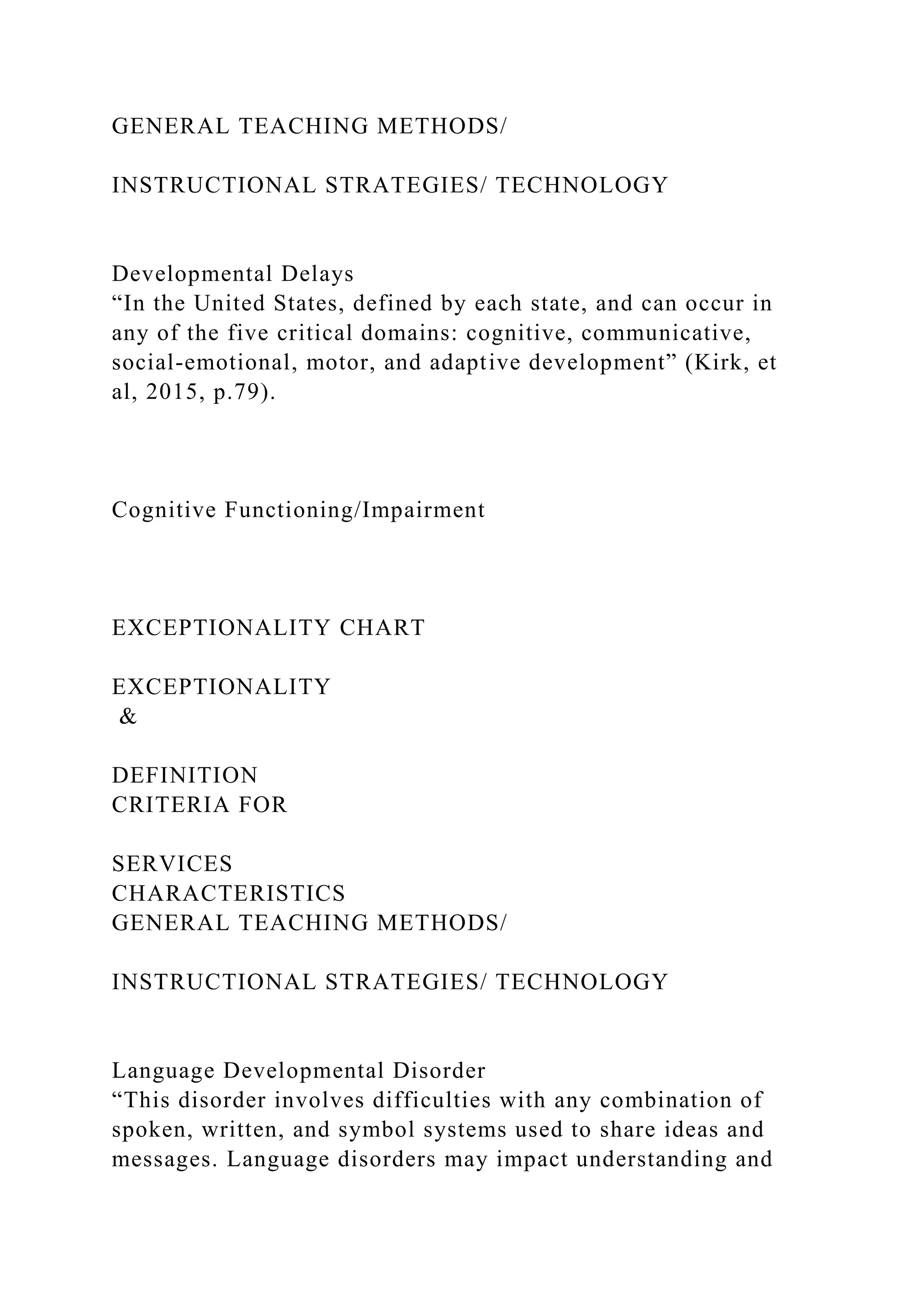 Running Head EXCEPTIONALITY CHART1EXCEPTIONAL.docx