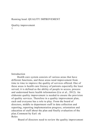 Running head QUALITY IMPROVEMENT .docx