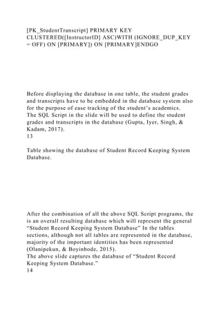 Running Head STUDENT RECORD KEEPING SYSTEM DATABASE PROJECT 1.docx