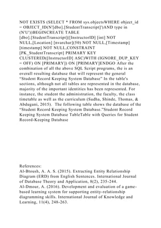Running Head STUDENT RECORD KEEPING SYSTEM DATABASE PROJECT 1.docx