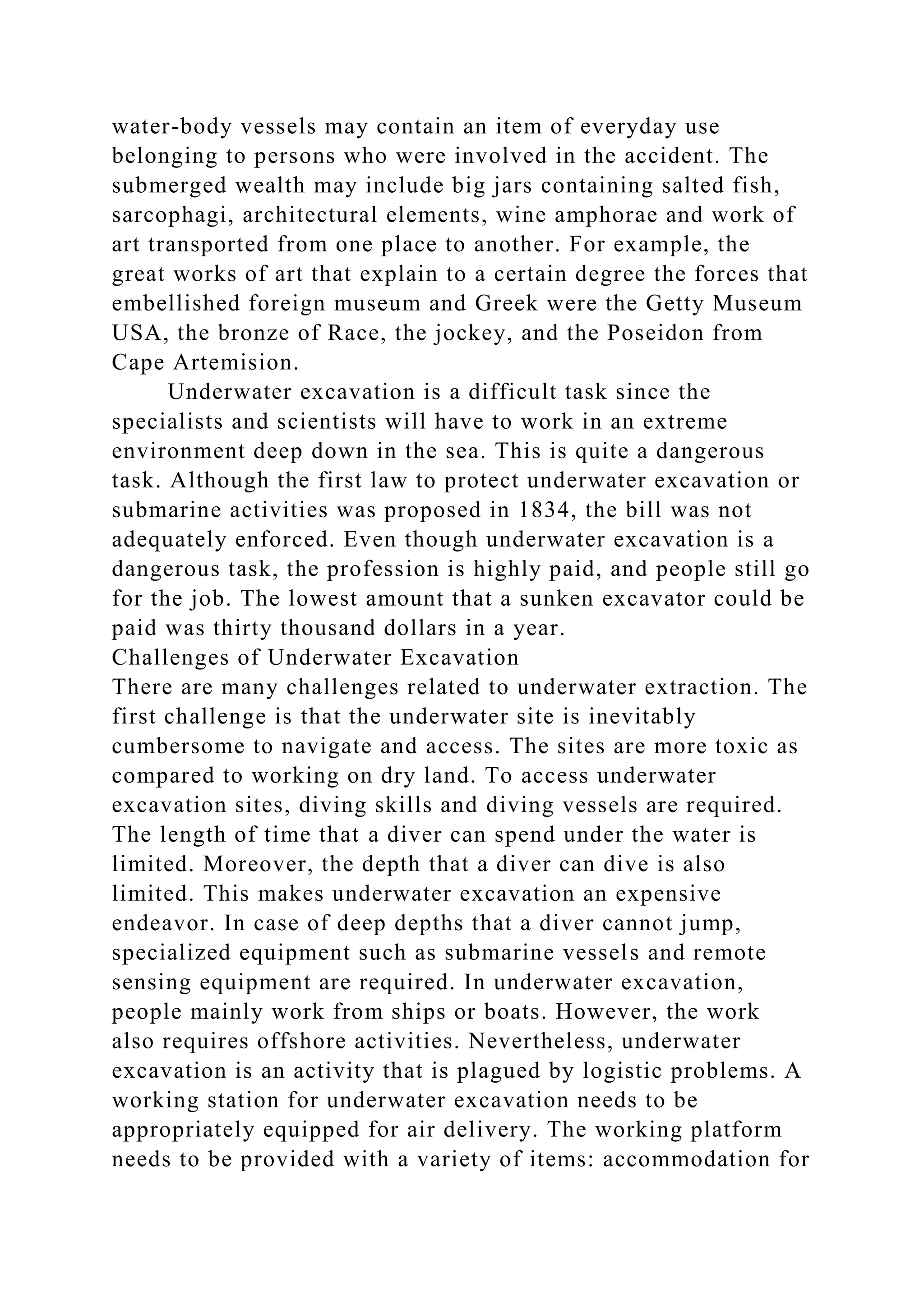 Running head UNDERWATER EXCAVATION .docx