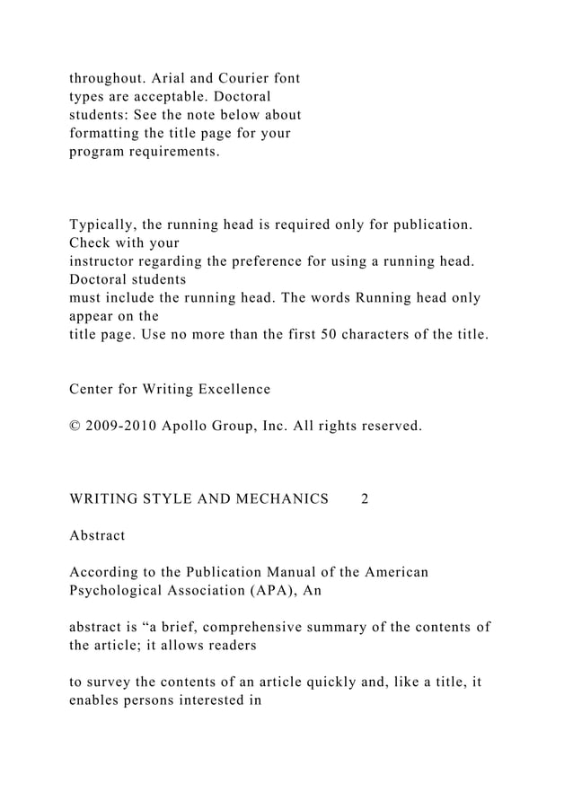 Running head writing style and mechanics 1 docx