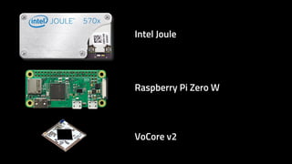 Raspberry Pi Zero W
VoCore v2
Intel Joule
 
