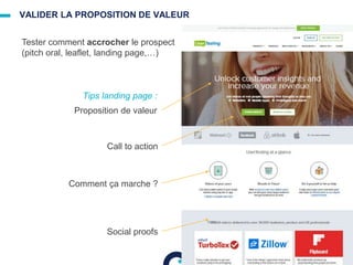 VALIDER LA PROPOSITION DE VALEUR
Tips landing page :
Proposition de valeur
Call to action
Comment ça marche ?
Social proofs
Tester comment accrocher le prospect
(pitch oral, leaflet, landing page,…)
 