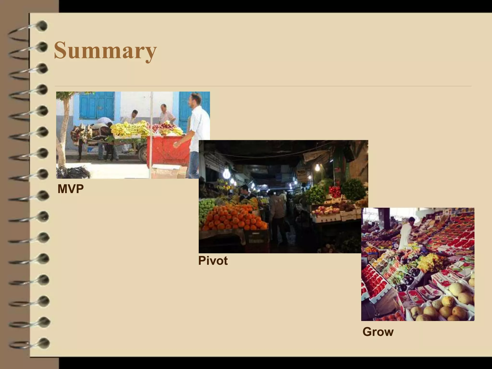 Summary
MVP
Pivot
Grow
 