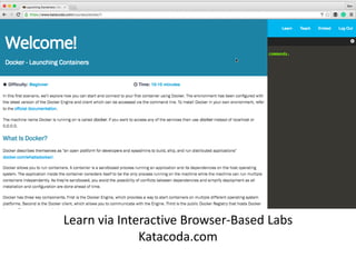 Learn via Interactive Browser-Based Labs
Katacoda.com
 