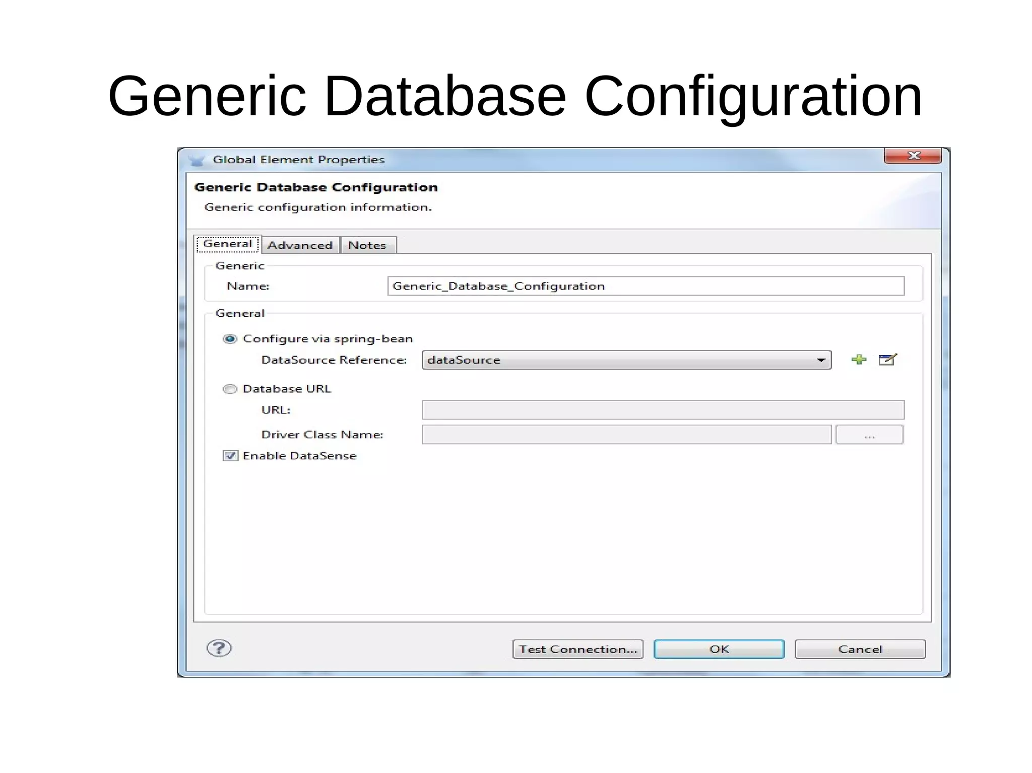 Generic Database Configuration 