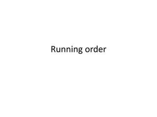 Running order
 