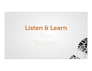 Listen & Learn
     Plan
    Engage
                 39
 