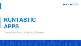 Una panoramica su tutte le app Runtastic.
RUNTASTIC
APPS
 