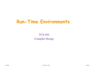Run-Time EnvironmentsRun Time Environments
TCS-502
Compiler Design
P K Singh M M M E C GKP RTSM-1
 