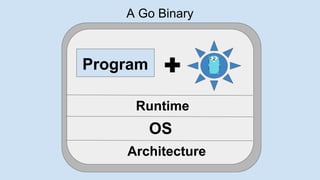A Go Binary
Program
OS
Architecture
Runtime
 