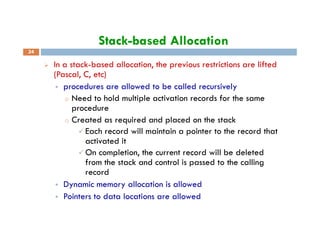 Stack Based Allocation Run time storage | PDF