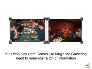 Kids who play Card Games like Magic the Gathering
need to remember a ton of information
 