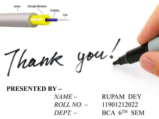 PRESENTED BY –
NAME – RUPAM DEY
ROLL NO. – 11901212022
DEPT. – BCA 6TH SEM
 
