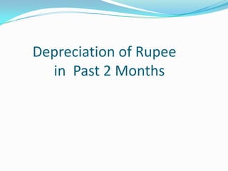 Depreciation of Rupee
in Past Two Months
 