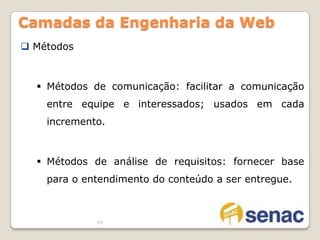 33Engenharia da Web Categorias de WebApps Informacional - Conteúdo apenas para leitura  - navegação simples e links.