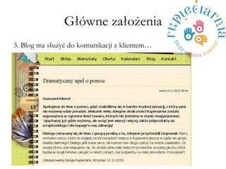 G?wne za?o?enia 
3. Blog ma s?u?y? do komunikacji z klientem 
 