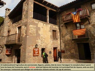 Si tradicionalment l'agricultura de secà (cereals, llegums, patates, blat de moro i farratges) i la ramaderia (boví i porcí)
eren les bases de l'economia, avui el turisme, atret pel tipisme del municipi, és la principal font de riquesa, amb una sèrie
de comerços i restaurants que allotgen els nombrosos visitants estivals i de cap de setmana.
 