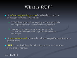 Rup Sw Engineering An Overview of RUP methodology | PPT