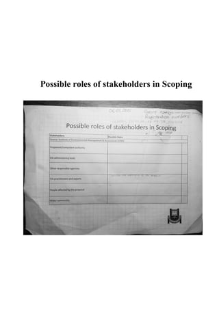 Possible roles of stakeholders in Scoping
 