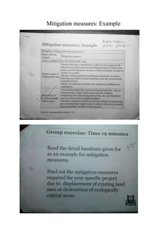 Mitigation measures: Example
 