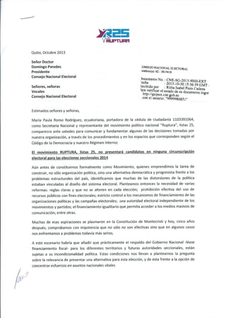 Ruptura al CNE, octubre 2013