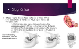 Valorar dilatación y
borramiento, toma de
muestra para cultivos
 
