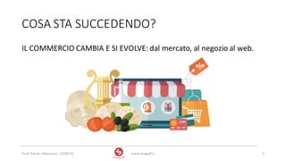 COSA	STA	SUCCEDENDO?
www.strogoff.it 5Rural	Trainer,	Abbasanta	- 22/04/16
IL	COMMERCIO	CAMBIA	E	SI	EVOLVE:	dal	mercato,	al	negozio	al	web.
 
