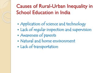 Rural Urban Inequality in School Education in India | PDF
