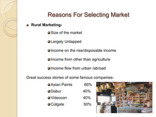 Rural and urban marketing comparetive analysis | PPTX