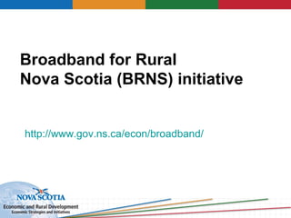 Broadband for Rural
Nova Scotia (BRNS) initiative


http://www.gov.ns.ca/econ/broadband/
 