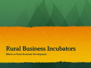 Rural Business IncubatorsRural Business Incubators
Effects on Rural Economic DevelopmentEffects on Rural Economic Development
 