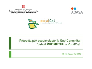 Proposta per desenvolupar la Sub-Comunitat
             Virtual PROMETEU a RuralCat


                             09 de Gener de 2012
 