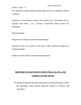 Rural Development Bank Roles Rural development bank | DOC