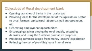Rural Development Bank Roles Rural development bank | PDF