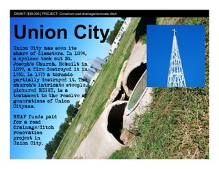 GRANT: $30,000 | PROJECT: Construct road drainage/renovate ditch




Union City
 